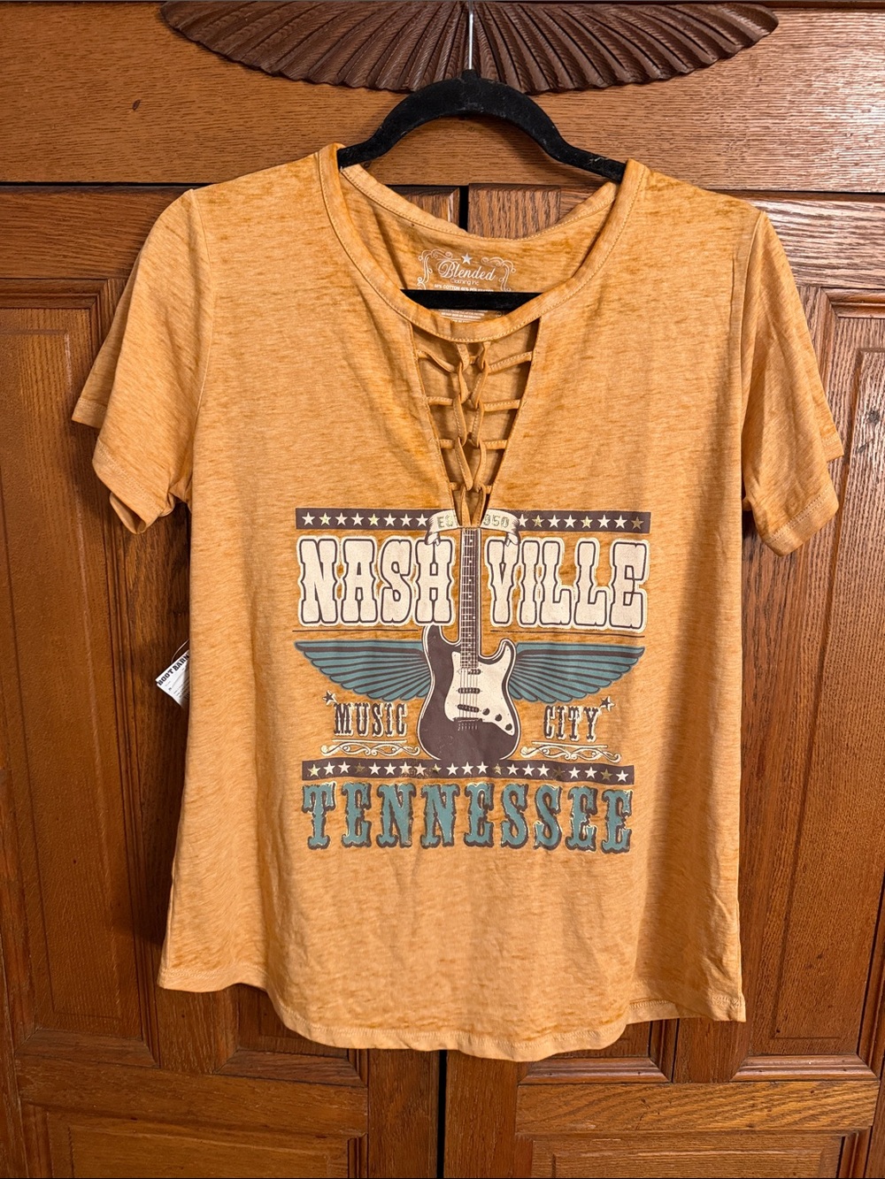 Nashville Lace-Up Graphic Tee - Mustard